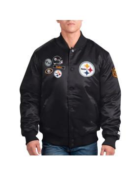 Pittsburgh Steelers Exclusive Black Varsity Satin Jacket