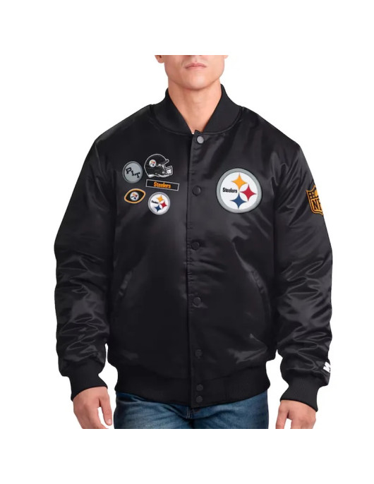 Pittsburgh Steelers Exclusive Black Varsity Satin Jacket
