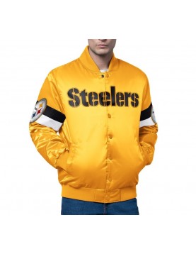 Pittsburgh Steelers Triple Option Varsity Satin Jacket