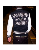Places Plus Faces Black and White Varsity Jacket