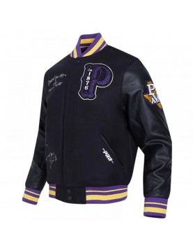 Prairie View A&amp;M Black Varsity Wool/Leather Jacket