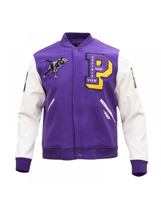 Prairie View A&M Purple and White Varsity Jacket