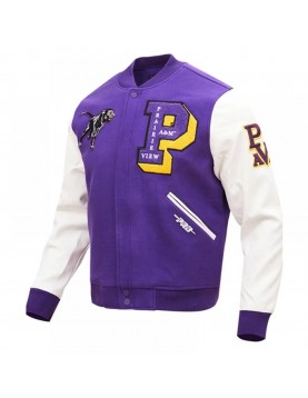 Prairie View A&amp;M Purple and White Varsity Jacket