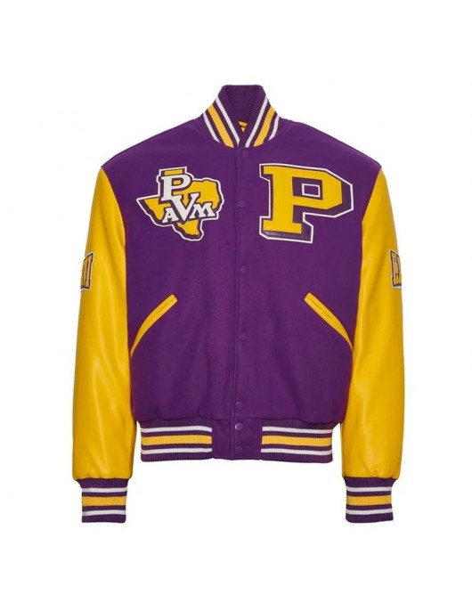 Prairie View A&M University Purple and Gold Varsity Jacket - Unisex Wool & Leather