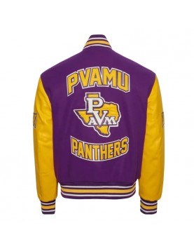 Prairie View A&amp;M University Purple and Gold Varsity Jacket - Unisex Wool &amp; Leather