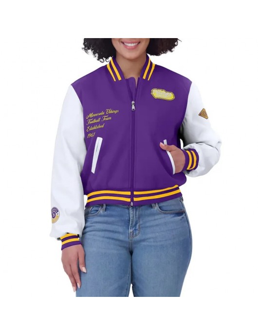 Purple/White Minnesota Vikings Varsity Full-Zip Jacket