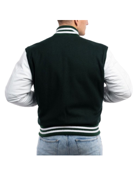 Dartmouth Green Wool Body &amp; Bright White Sleeves Letterman Jacket