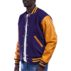Purple Wool Body & Bright Gold Leather Sleeves Letterman Jacket Purple Wool Body & Bright Gold Leather Sleeves Letterman Jacket