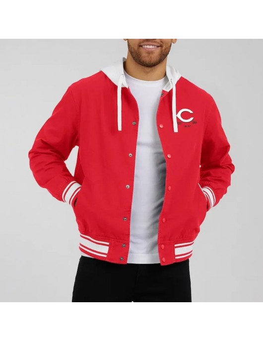 Red Cincinnati Reds Cotton Hooded Jacket