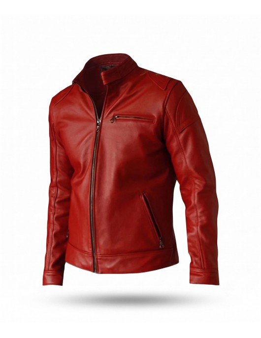 Red Elegant Leather Jacket