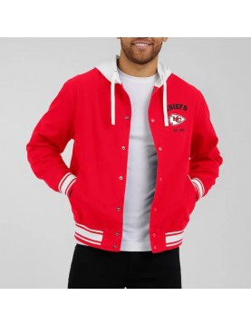 Red Kansas City Chiefs Cotton Hooded Jacket 