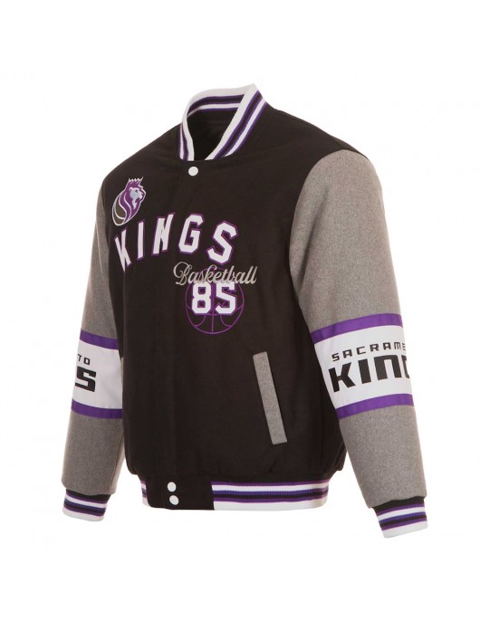 Sacramento Kings Black and Gray Varsity Wool Jacket