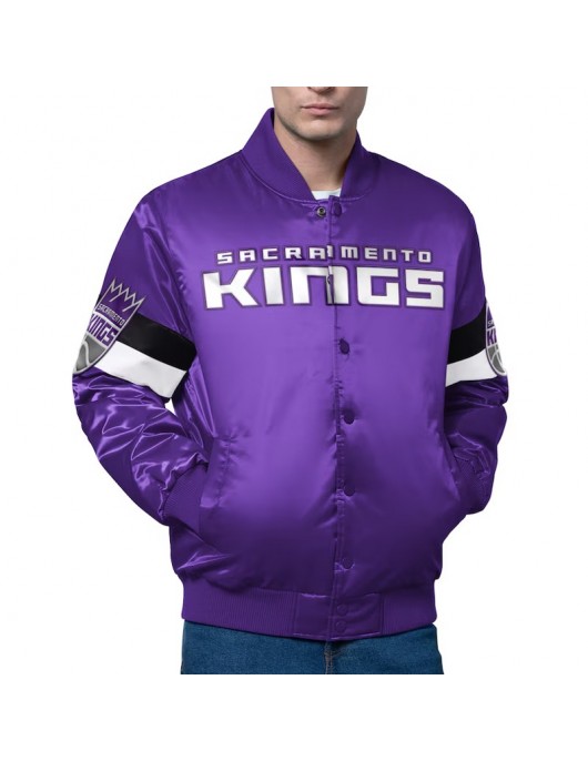 Sacramento Kings Triple Option Varsity Satin Jacket