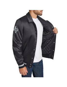 San Antonio Spurs Stitch Applique Black Satin Jacket