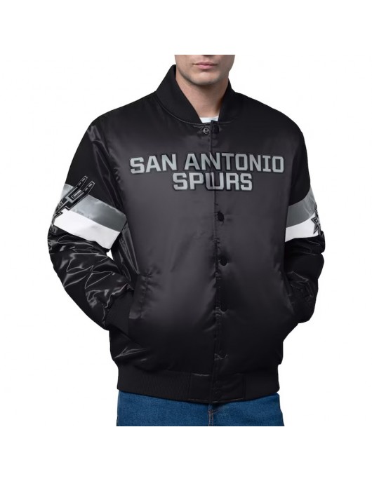 San Antonio Spurs Triple Option Varsity Satin Jacket San Antonio Spurs Triple Option Varsity Satin Jacket