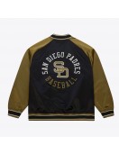 San Diego Padres Black/Olive Satin Double Clutch Jacket San Diego Padres Black/Olive Satin Double Clutch Jacket