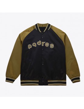 San Diego Padres Black/Olive Satin Double Clutch Jacket  