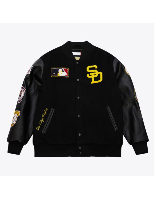 San Diego Padres Black Out Vintage Logo Varsity Jacket