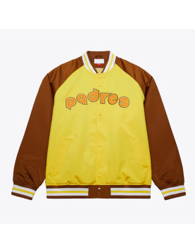 San Diego Padres Vintage Logo Double Clutch Gold Satin Jacket