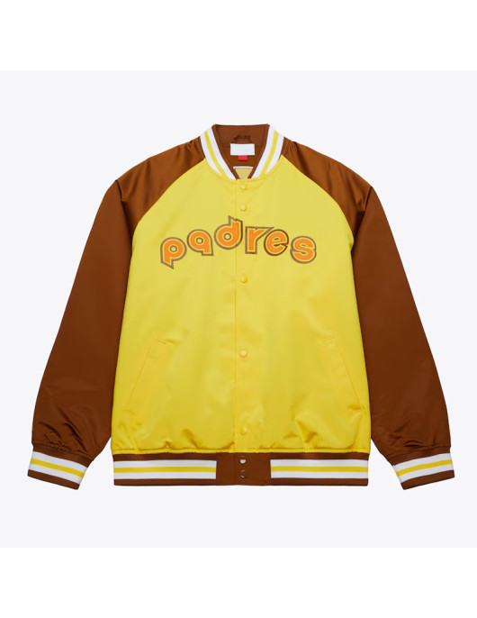 San Diego Padres Vintage Logo Double Clutch Gold Satin Jacket