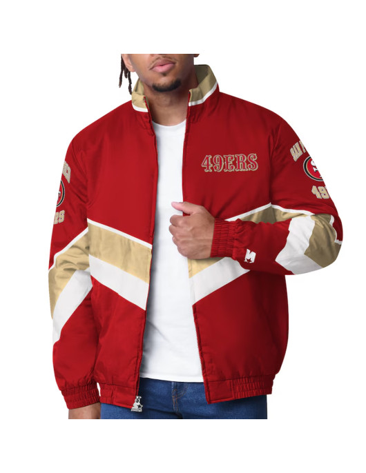 San Francisco 49ers Captain Scarlet Varsity Satin Jacket