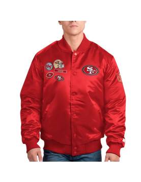San Francisco 49ers Exclusive Scarlet Varsity Satin Jacket
