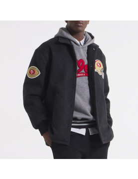 San Francisco 49ers Heather Black Coaches Wool Jacket