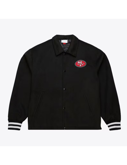 San Francisco 49ers Oversweep Black Varsity Wool Jacket