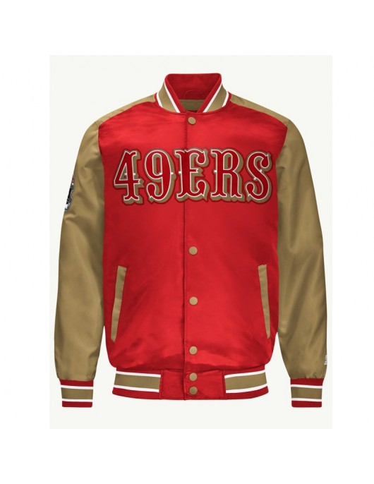 San Francisco 49ers Scarlet and Gold Varsity Satin Jacket San Francisco 49ers Scarlet and Gold Varsity Satin Jacket