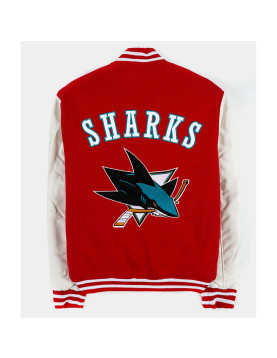 San Jose Sharks Red and White Varsity Jacket
