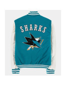 San Jose Sharks Teal and White Varsity Jacket