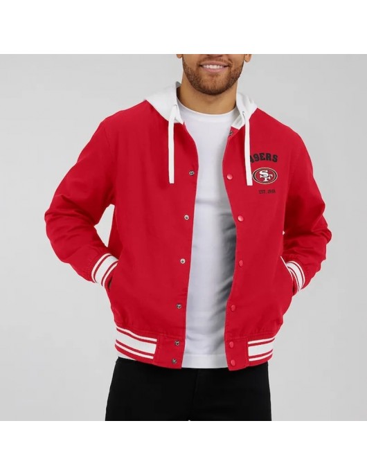 Scarlet San Francisco 49ers Cotton Hooded Jacket