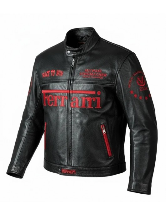 Schumacher Ferrari 2004 Black & Red Leather Jacket