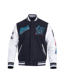 Script Tail Miami Marlins Classic Rib Varsity Jacket