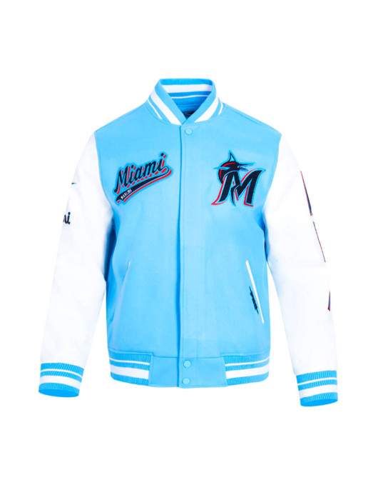Script Tail Miami Marlins Classic Rib Varsity Jacket