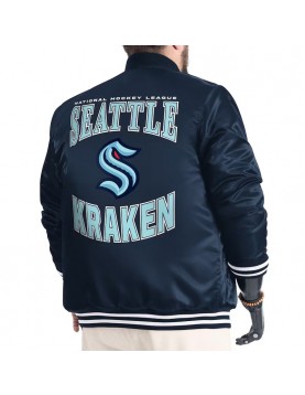 Seattle Kraken Adaptive Bold Logo Varsity Satin Jacket