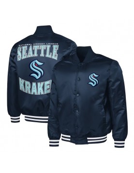 Seattle Kraken Adaptive Bold Logo Varsity Satin Jacket