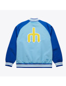 Seattle Mariners Vintage Logo Double Clutch Blue Satin Jacket
