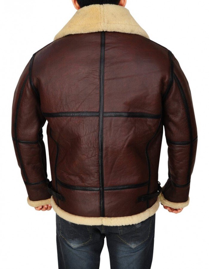 Mens Shearling Brown Bomber Leather Jacket Mens Shearling Brown Bomber Leather Jacket