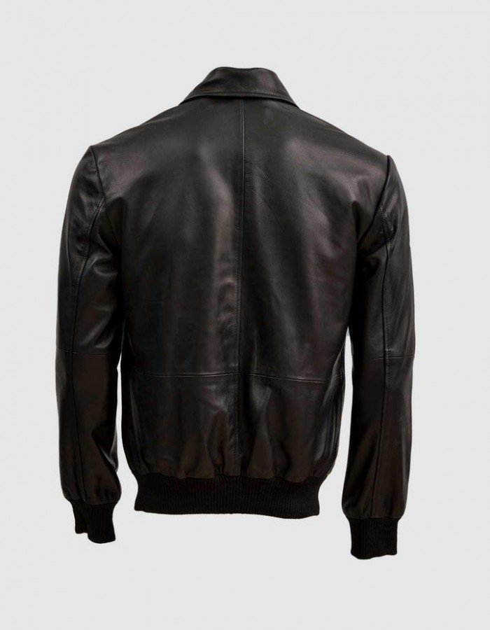 Sheep Leather Black  Bomber Jacket