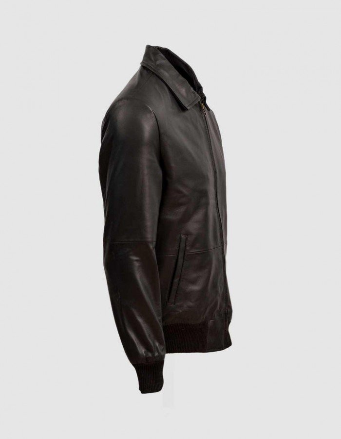 Sheep Leather Black  Bomber Jacket