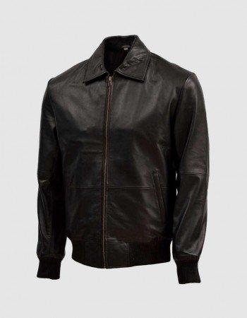 Sheep Leather Black  Bomber Jacket