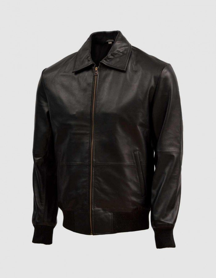 Sheep Leather Black  Bomber Jacket