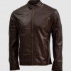Sheep Leather Brown Biker Jacket Sheep Leather Brown Biker Jacket