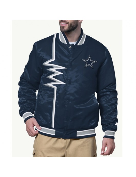 Shock Wave Dallas Cowboys Navy Satin Jacket Shock Wave Dallas Cowboys Navy Satin Jacket