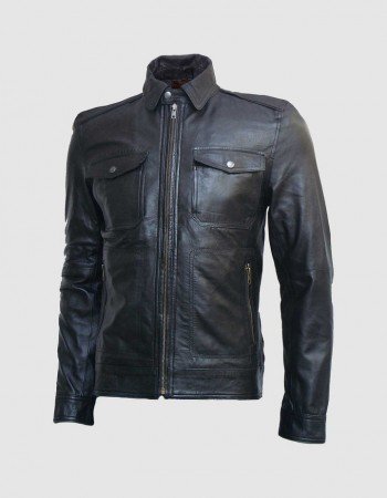Slim Fit Biker Black Leather Jacket
