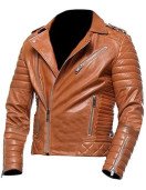 Men Quilted Slim Fit Motorcycle Biker Jacket