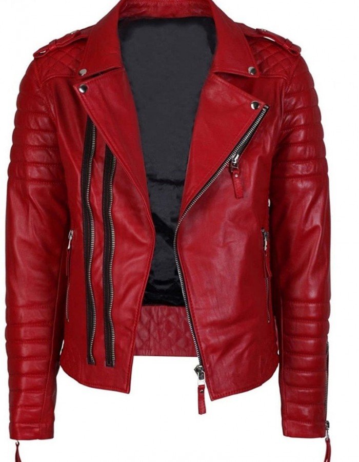 Men Quilted Slim Fit Motorcycle Biker Jacket