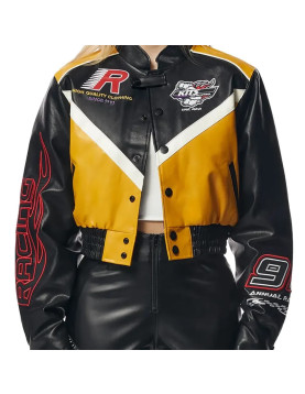 SMK Race Car Bomber Real Leather Jacket