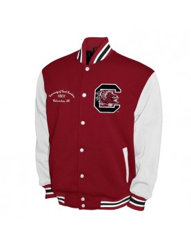 South Carolina Gamecocks Fleece Burgundy and White Varsity Jacket